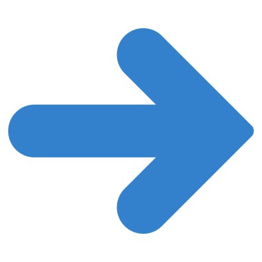 Ok sağ düz kobalt renk simgesi