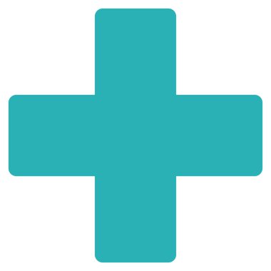 Plus flat cyan color icon