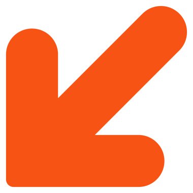 Arrow Down Left flat orange color icon