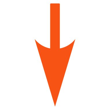 Sharp Down Arrow flat orange color icon