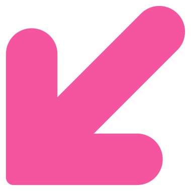 Arrow Down Left flat pink color icon