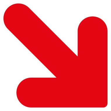 Arrow Down Right flat red color icon
