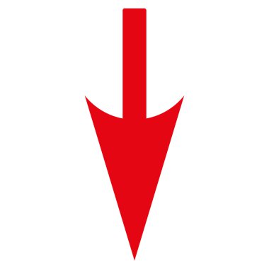 Sharp Down Arrow flat red color icon