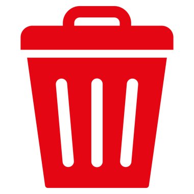 Trash Can flat red color icon