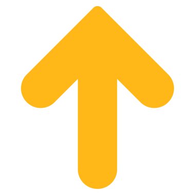 Ok yukarı düz sarı renk simgesi