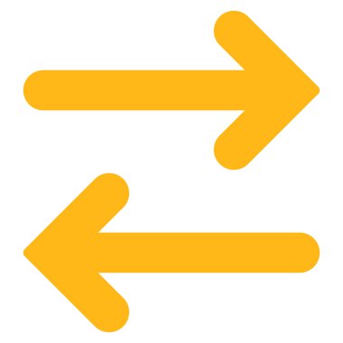 Yatay düz sarı renk simgesi ters çevir