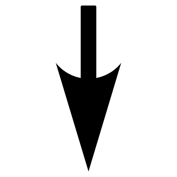 Seta afiada para baixo ícone de cor preta plana — Vetor de Stock
