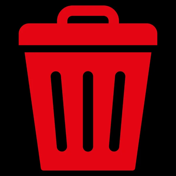 Lixo lata plana ícone de cor vermelha — Vetor de Stock
