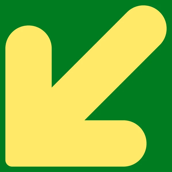 Freccia verso il basso a sinistra piatta icona di colore giallo — Vettoriale Stock