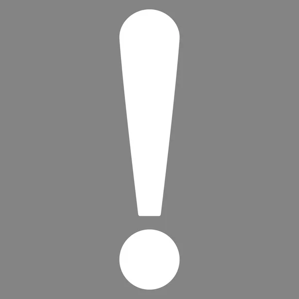 Segno esclamativo piatto icona di colore bianco — Vettoriale Stock
