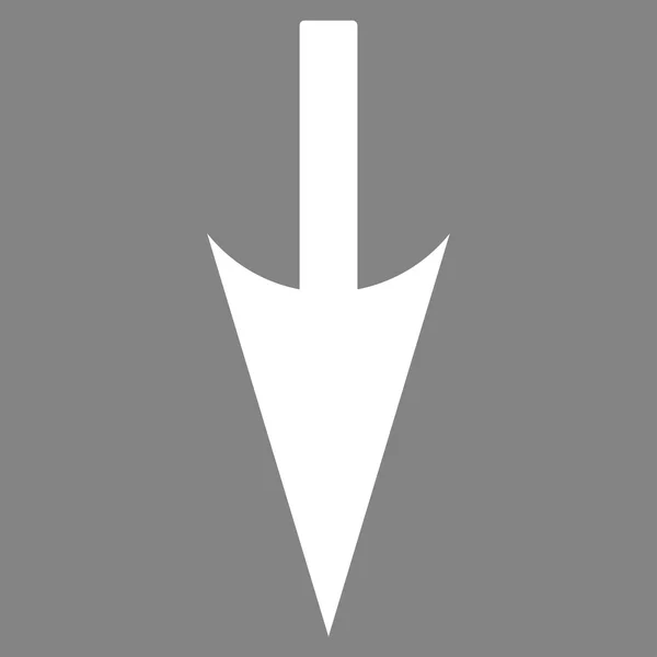Sharp giù freccia piatta icona di colore bianco — Vettoriale Stock