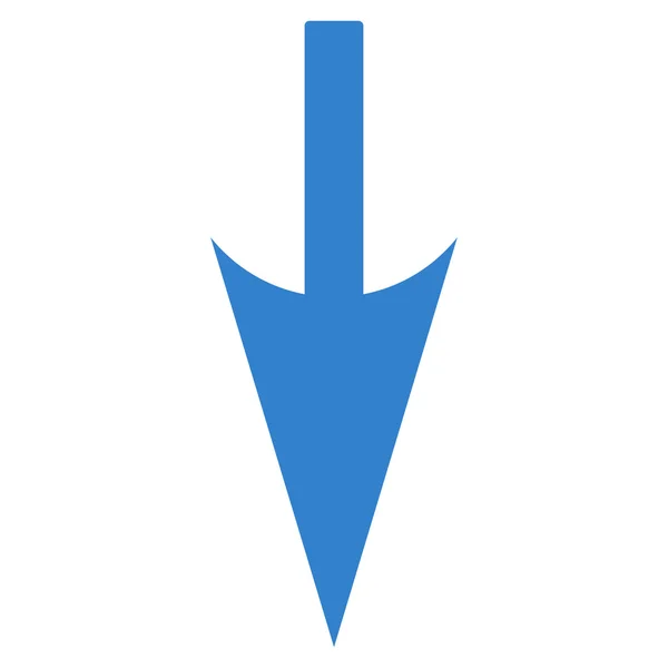 Sharp Down Arrow ícone de cor de cobalto plano — Vetor de Stock