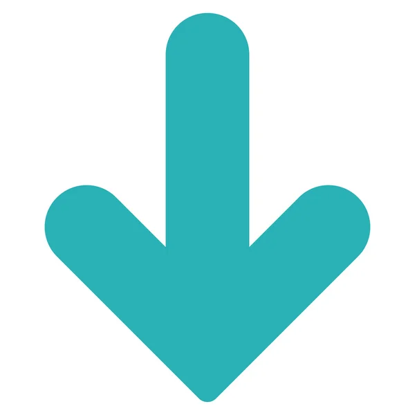 Flecha hacia abajo icono de color cian plano — Vector de stock