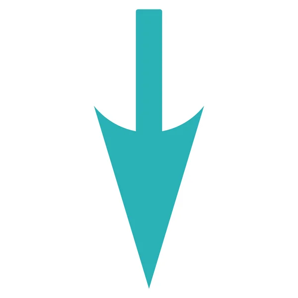 Sharp giù freccia piatta icona di colore ciano — Vettoriale Stock