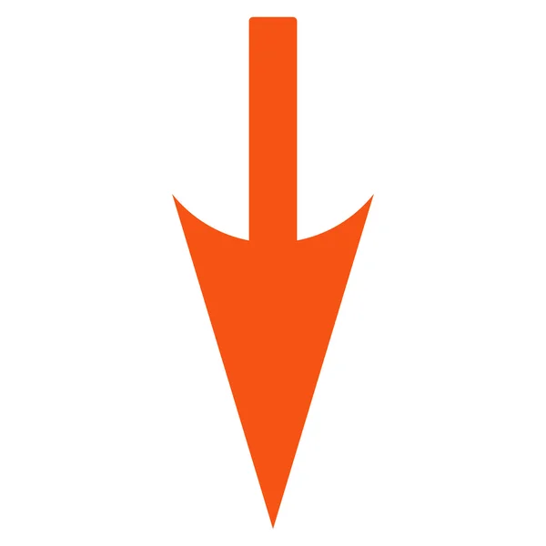 Sharp Down Arrow icono de color naranja plano — Vector de stock