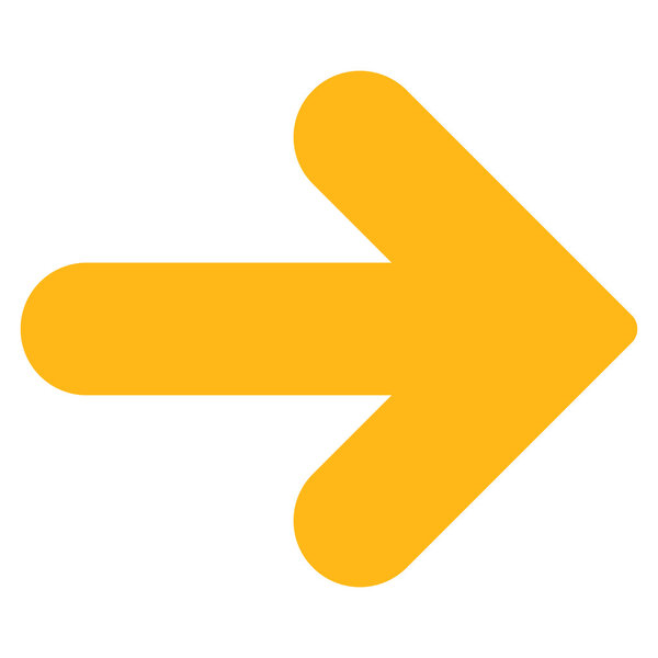 Стрелка вправо плоская значок желтого цвета

