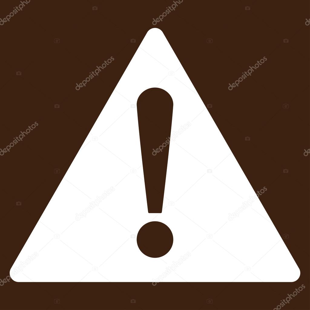 Warning flat white color icon