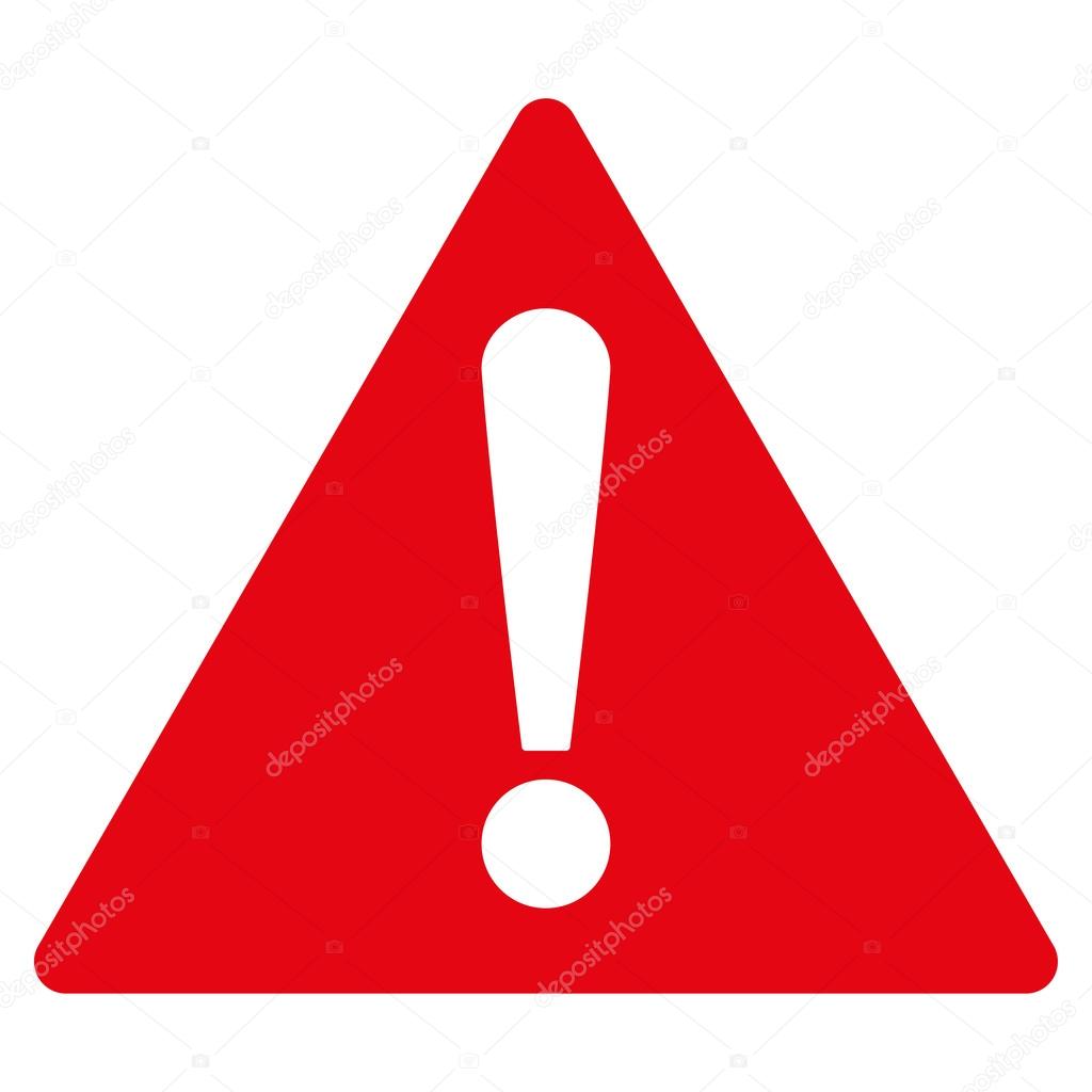 Warning flat red color icon