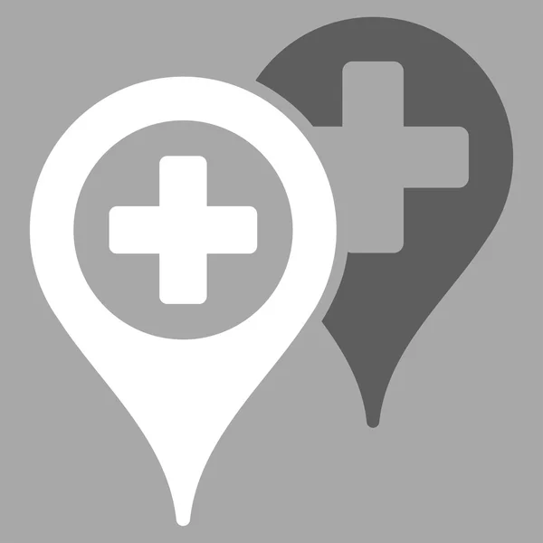 Mapa del Hospital Marcadores Icono — Archivo Imágenes Vectoriales