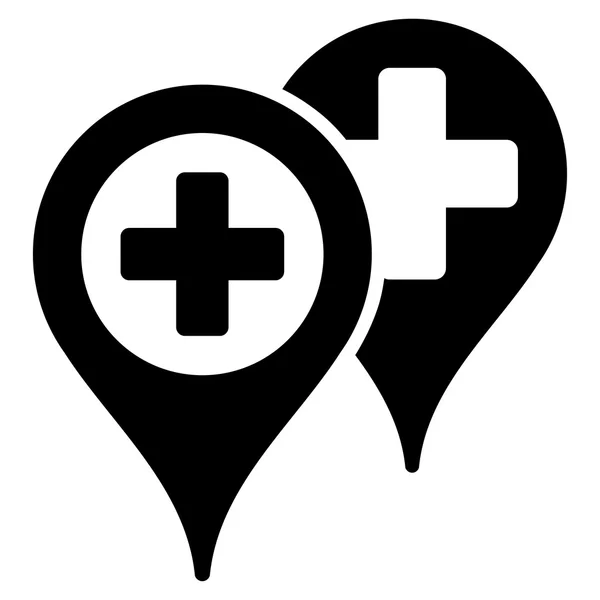 Mapa del Hospital Marcadores Icono —  Fotos de Stock