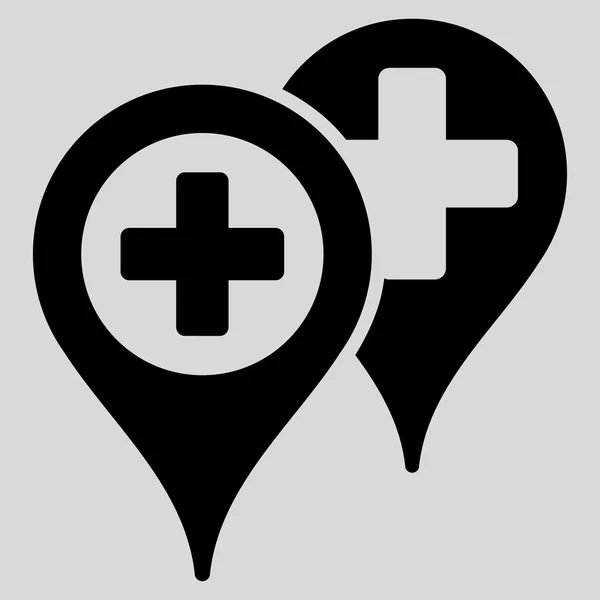 Szpital mapę znaczników ikona — Zdjęcie stockowe
