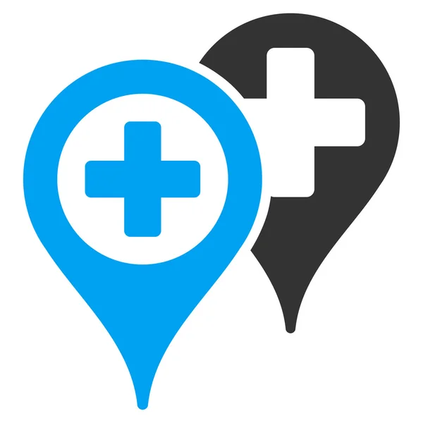 Mapa del Hospital Marcadores Icono — Foto de Stock