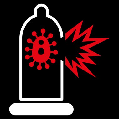 Virüs simgesi ile hasarlı prezervatif