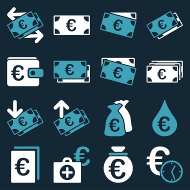 Euro bankacılık iş ve hizmet araçları simgeler