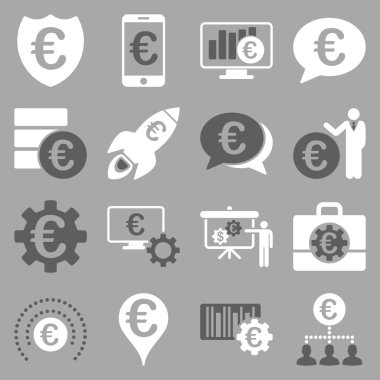 Euro bankacılık iş ve hizmet araçları simgeler