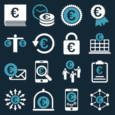Euro bankacılık iş ve hizmet araçları simgeler