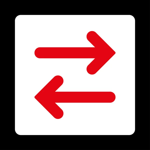Flip Horizontal plana vermelho e branco cores arredondadas botão — Vetor de Stock