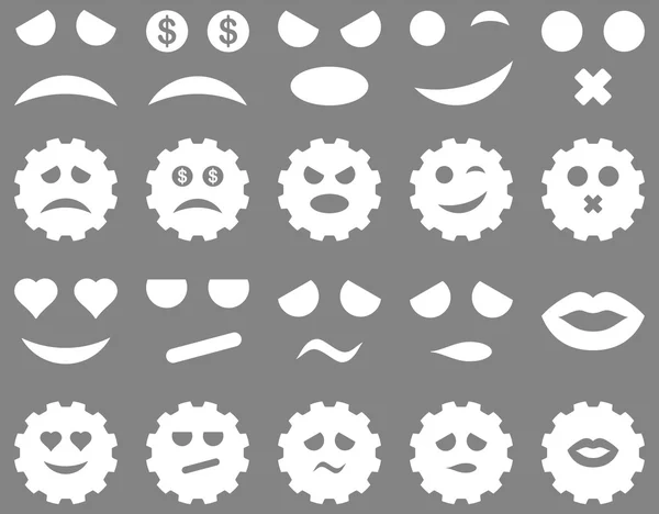 Tool, gear, smile, emotion icons — Stock Vector