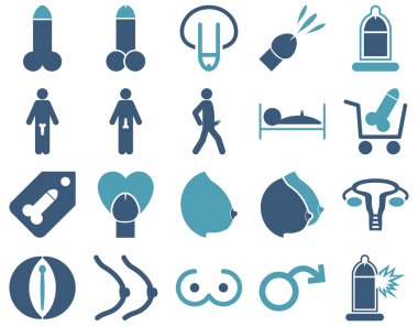 Sexual adult bicolor icons clipart
