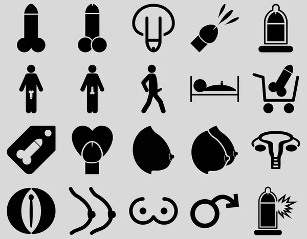 Iconos sexuales bicolor para adultos — Vector de stock