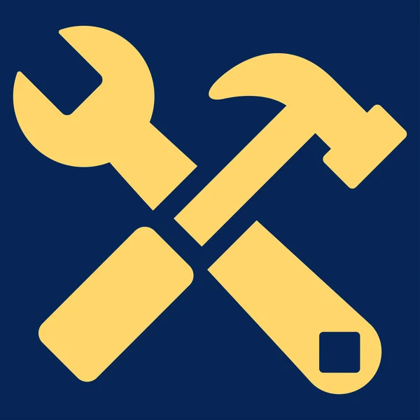 Ícone de martelo e chave — Vetor de Stock