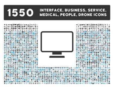 Monitor Icon and More Interface, Business, Tools, People, Medical, Awards Flat Vector Icons