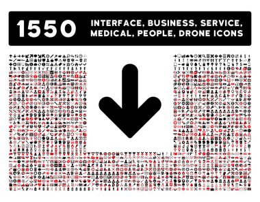 Simge ve daha fazla arabirim, iş, araçlar, insanlar, tıbbi, aşağı ok Ödülleri düz vektör simgeler