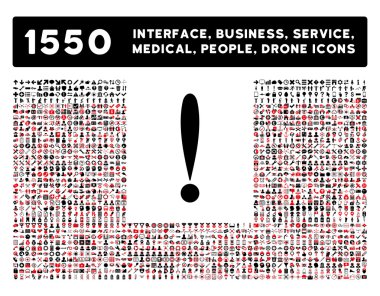 Ünlem işareti simgesi ve daha fazla arabirim, iş, araçlar, insanlar, tıbbi, düz vektör simgeler Ödülleri