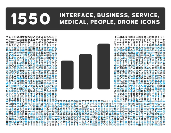 Icono de aumento de gráfico de barras y más interfaz, negocio, herramientas, personas, médicos, iconos planos de vectores de premios — Vector de stock