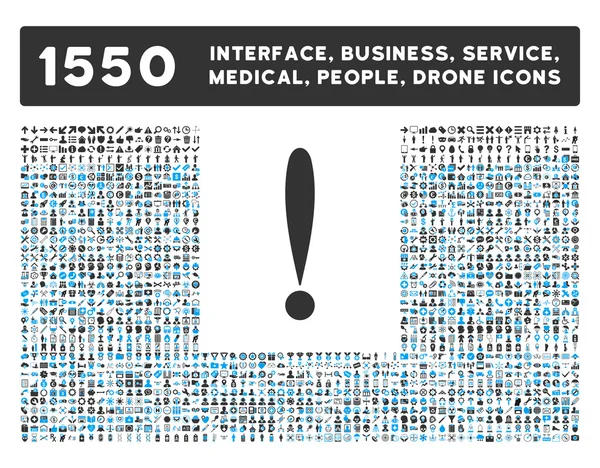 Icona del segno esclamativo e più interfaccia, Affari, Strumenti, Persone, Medico, Premi Icone vettoriali piatte — Vettoriale Stock