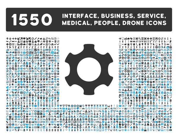 Icono de engranaje y más Interfaz, Negocio, Herramientas, Personas, Médico, Premios Iconos de vectores planos — Vector de stock