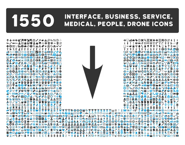 Sharp Abajo Icono de Flecha y Más Interfaz, Negocio, Herramientas, Personas, Médico, Premios Iconos de Vector Planos — Vector de stock