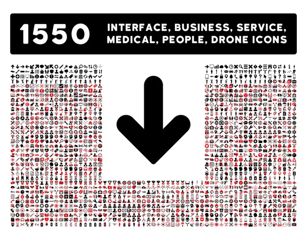 Simge ve daha fazla arabirim, iş, araçlar, insanlar, tıbbi, aşağı ok Ödülleri düz vektör simgeler