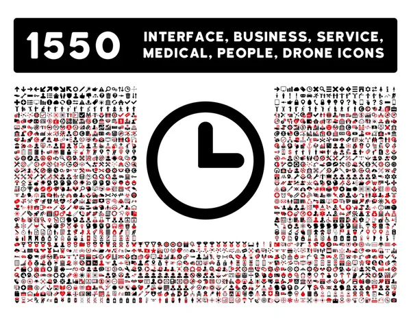 Uhr Symbol und mehr Schnittstelle, Geschäft, Werkzeuge, Menschen, Medizin, Auszeichnungen flache Vektor-Symbole — Stockvektor