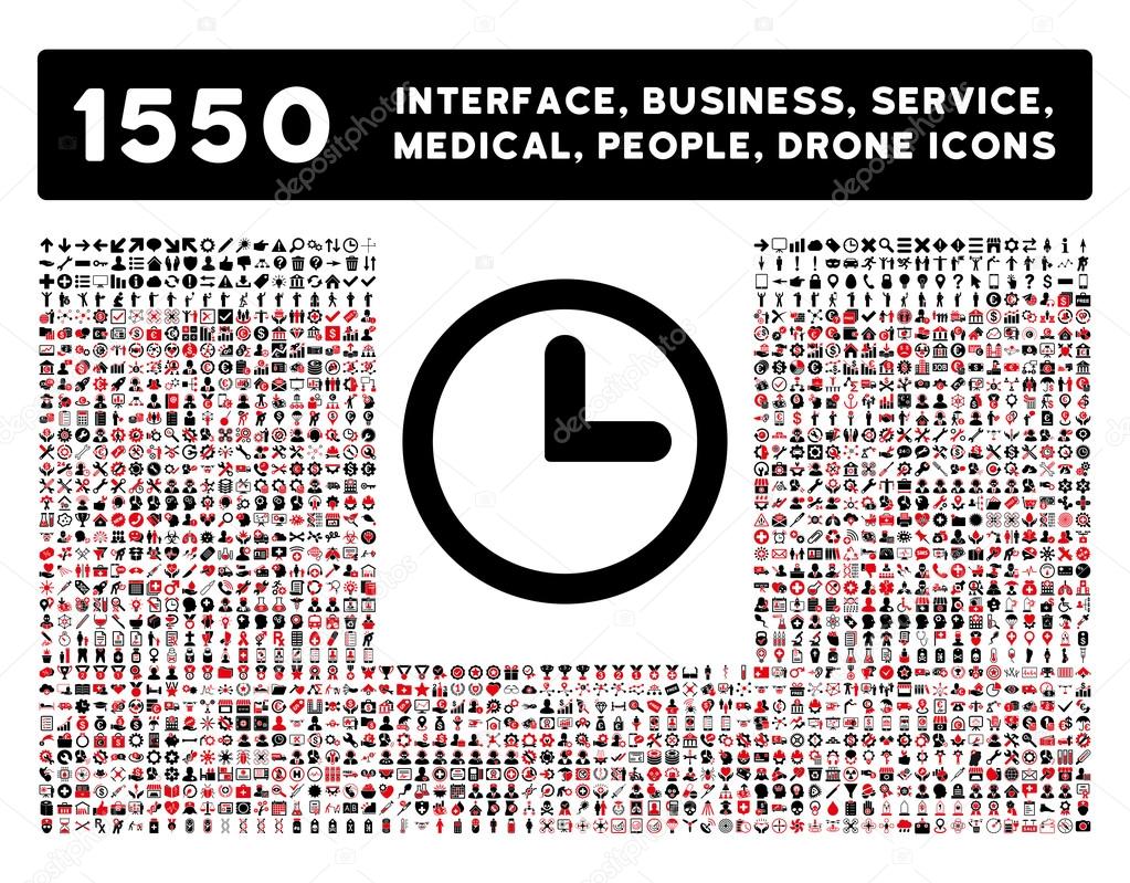 Clock Icon and More Interface, Business, Tools, People, Medical, Awards Flat Vector Icons