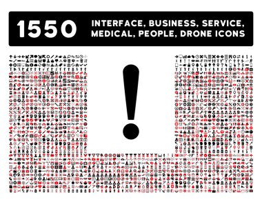 Ünlem işareti simgesi ve daha fazla arabirim, iş, araçlar, insanlar, tıbbi, düz vektör simgeler Ödülleri