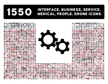 Gears Icon and More Interface, Business, Tools, People, Medical, Awards Flat Vector Icons