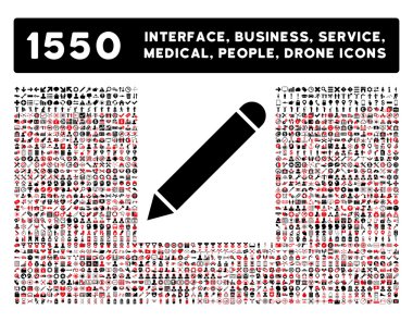 Pencil Icon and More Interface, Business, Tools, People, Medical, Awards Flat Vector Icons