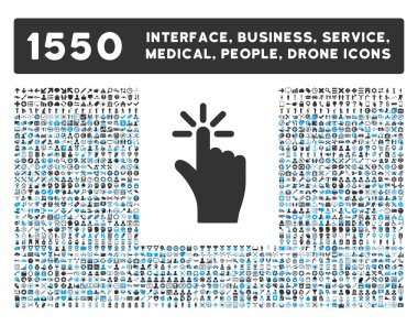 Click Icon and More Interface, Business, Tools, People, Medical, Awards Flat Vector Icons