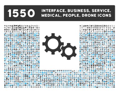Gears Icon and More Interface, Business, Tools, People, Medical, Awards Flat Vector Icons